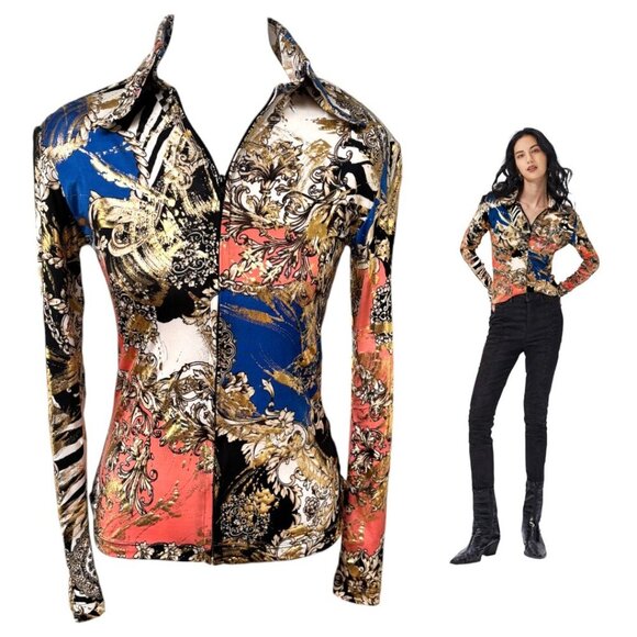 VINTAGE Y2K RARE EQUESTRIAN HOBBY HORSE WESTERN PAISLEY GRAPHIC TOP XSMALL #9 - Picture 2 of 4